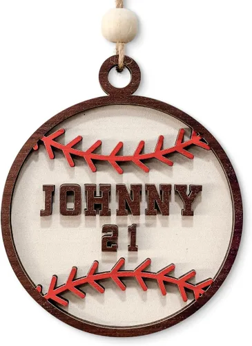 Vista 10 de SANDJEST Adorno de béisbol personalizado con nombre y número, adornos de cerámica 2024 para niños, entrenadores, fanáticos del béisbol, ideas