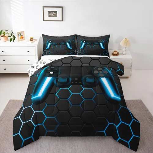 Vista 36 de Edredón de videojuegos para niños y adolescentes, juego de ropa de cama individual, juego de edredón para niños y jugadores, decoración del hogar