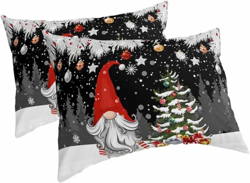 Vista 13 de Fundas de almohada de invierno con copos de nieve de tamaño estándar, 2 paquetes de fundas de almohada suaves para cama, fundas de almohada lumbar