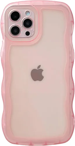 Vista 9 de Caseative Funda para iPhone 12 Pro, funda de color sólido con marco ondulado rizado transparente, suave (negro, 12 Pro) Solid Color Curly Wave