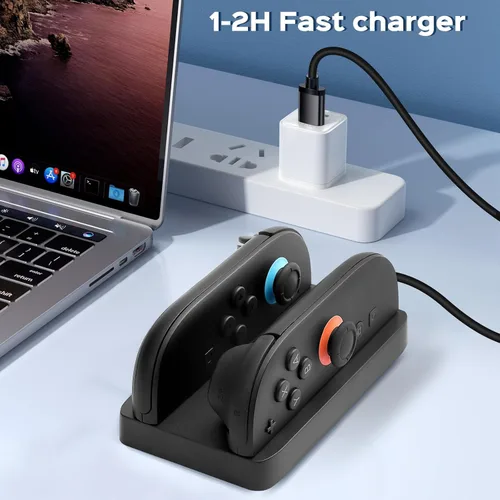 Vista 5 de Base de carga para Nintendo Switch 2, Switch 2 Joycons Dock para 2 Joycons, estación de soporte de cargador Joycons con indicación LED y cable