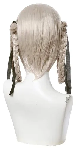 Vista 3 de LCNING Kirari Momobami Peluca Kakegurui Cosplay Trenzas Cortas Gris