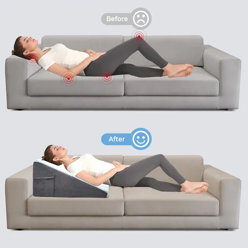 Vista 7 de puredown® 8" Almohada de cuña para cama, almohadas de cuña refrescantes para cabecero, almohada de cuña para después de cirugía, reflujo ácido