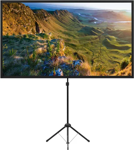 Vista 10 de Pantalla de proyector con soporte, pantalla de proyector portátil y soporte, 60 pulgadas 16:9, pantalla de proyección al aire libre, marco