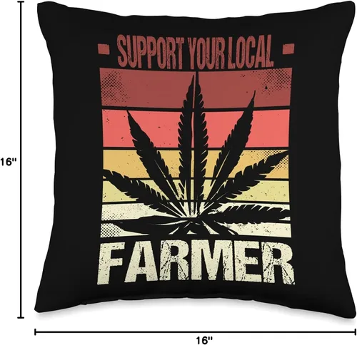 Vista 4 de Support Your Local Weed Farmer - Almohada para cultivador de marihuana, 16 x 16 pulgadas, multicolor