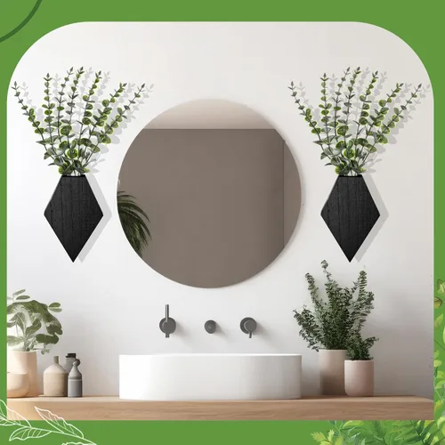Vista 8 de Chunful - Juego de 2 macetas de madera para pared, color negro, 7.1 x 4.7 x 1.2 pulgadas
