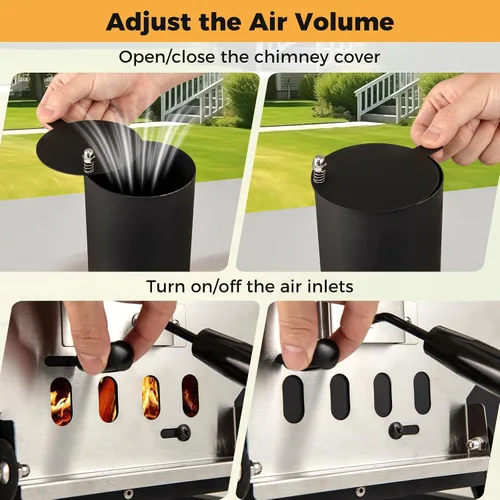 Vista 9 de Happygrill Horno de Pizza para Exteriores, Estufa de Pizza Portátil de 12" de leña con Piedra para Pizza, Pala para Pizza y Funda de Tela Oxford