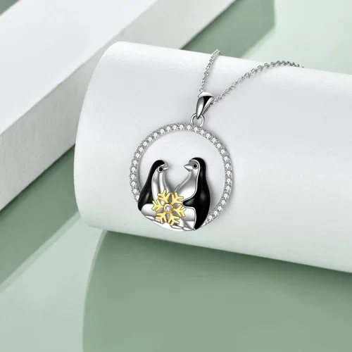Vista 5 de POTOPYY - Collar con colgante en plata de ley 925, colgante de animales con diseño de conejo, elefante, pingüino. Regalo de joyería para mujeres