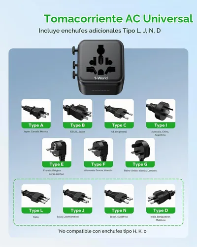 Vista 7 de MOMAX Mini Universal Travel Adapter for US/EU/UK/AUS Worldwide Plug Adapter Negro