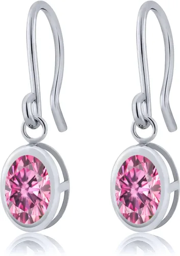 Vista 114 de Gem Stone King Aretes colgantes de plata de ley 925 de 0.276 x 0.197 in con piedra natal ovalada de alambre francés para mujer