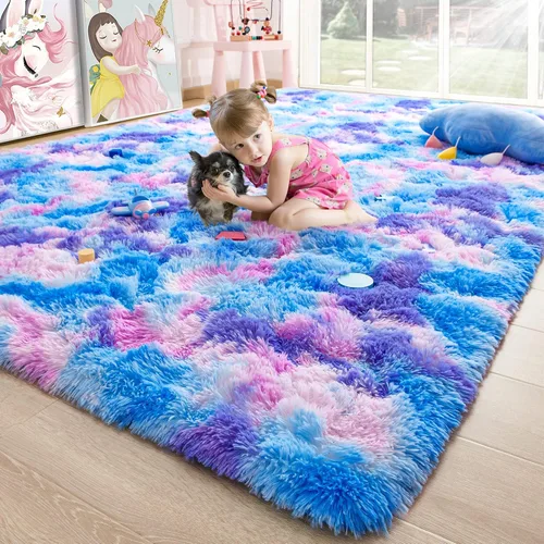 Vista 69 de Noahas Alfombras de Área Grandes y Esponjosas de 5x8 pies para Sala de Estar y Dormitorio, Alfombra Gruesa de Pelo Largo Beige y Blanca, Alfombra