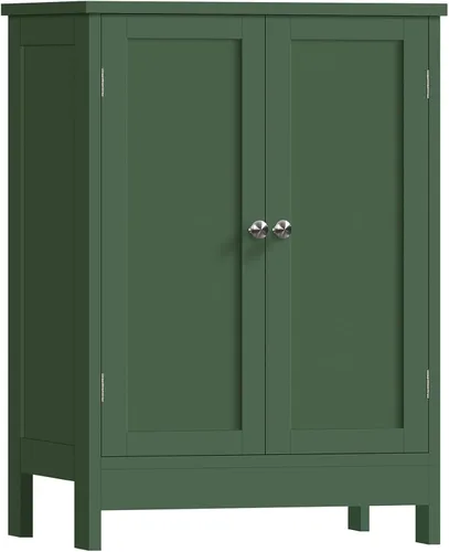Vista 16 de Iwell Armario de almacenamiento con puertas y estantes, armario de despensa de cocina, gabinetes de baño para sala de estar, cocina, lavandería