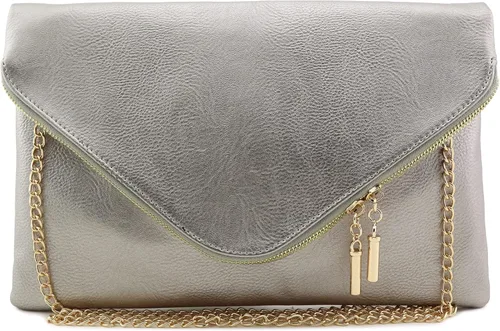 Vista 9 de FashionPuzzle Oversized Envelope Clutch Evening Bag with Chain Strap XL-negro