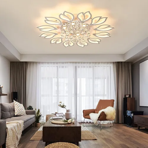 Vista 9 de Tioolo Lámpara de techo moderna, lámpara de techo LED regulable, lámpara de araña en forma de flor de 12 cabezales con control remoto, accesorio