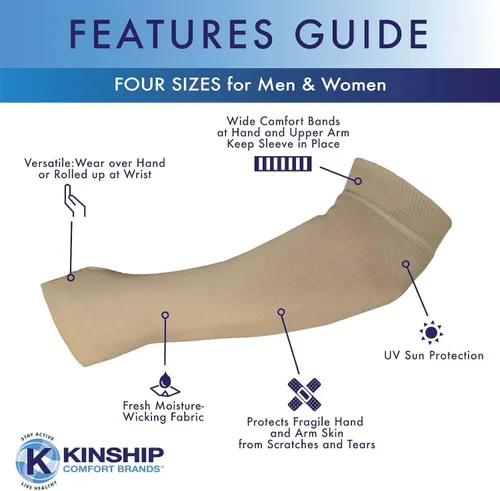 Vista 3 de Mangas protectoras de brazo para piel fina de ancianos, moretones, protección solar, hombres, mujeres