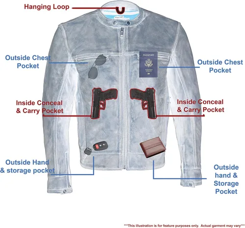 Vista 8 de Milwaukee Leather Chaqueta de moto marrón envejecido para hombre con ventilación