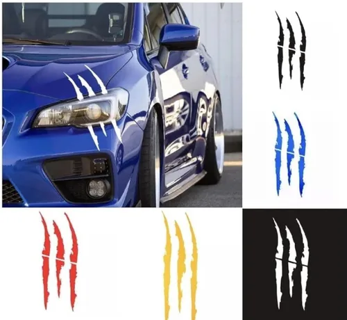 Vista 5 de Pegatinas reflectantes para coche, garra de monstruo, marcas de arañazos para faros delanteros, calcomanía impermeable (negro)