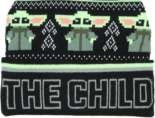 Vista 3 de Star Wars The Child Baby Yoda Fairisle Cuff Knit Pom Youth Beanie, Multi