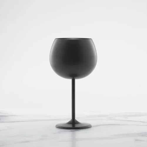 Vista 4 de Cambridge Silversmiths - Juego de 4 copas de vino de una sola pared con forma de globo negro cepillado de 12 onzas