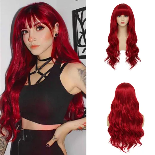 Vista 9 de Pelucas rubias y rosadas largas y rectas para mujer, con parte media, de fibra resistente al calor, para cosplay, Halloween Rubio Rosa