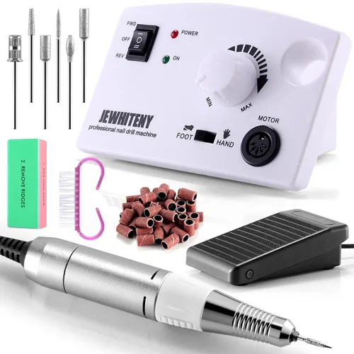 Vista 12 de JEWHITENY Taladro de uñas profesional recargable 35000 RPM, SG707 lima de uñas eléctrica con 6 brocas para uñas acrílicas, eliminación de pulido