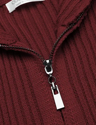 Vista 5 de COOFANDY Suéter de punto con cremallera completa y bolsillos para hombre