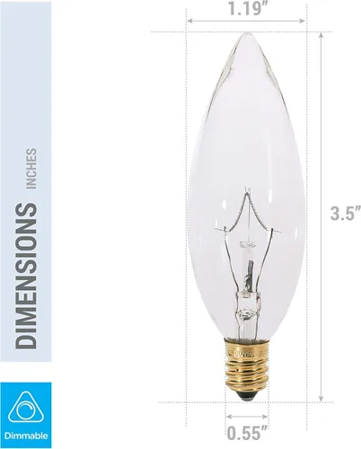 Vista 2 de KOR Bombillas incandescentes de lámpara de araña de 25 W, base de Transparente