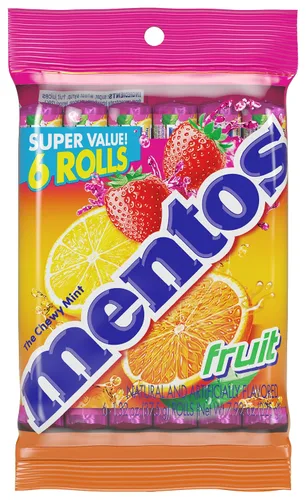 Vista 5 de Mentos Rollo de caramelo de menta masticable con sabores de frutas arcoíris (14 piezas) y rollo de caramelo de menta masticable Mentos sabores
