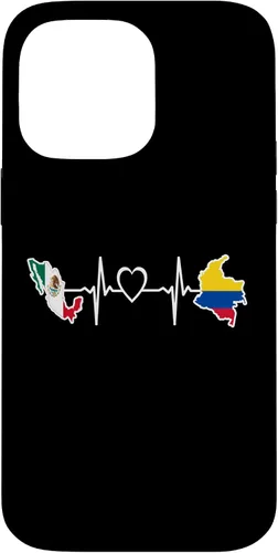 Vista 21 de iPhone 16 Bandera de Colombia Mexicana - Funda de latidos del corazón de Colombia Mexicana