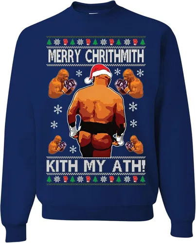 Vista 23 de wild custom apparel Merry Chrithmith Kith My Ath suéter feo de Navidad divertido con cuello redondo sudadera Negro