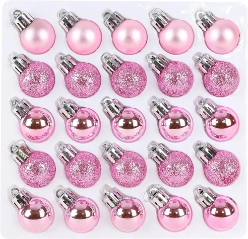 Vista 7 de Christmas Concepts® Juego de 25 mini bolas para árbol de Navidad - 25 mm - Adornos colgantes decorados con acabado brillante, mate y purpurina