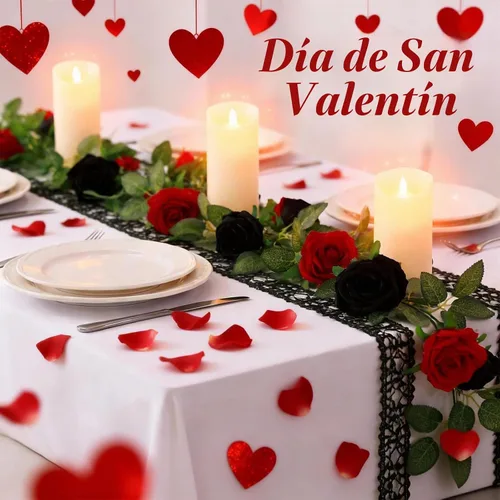 Vista 7 de GREENTIME - Guirnalda de flores artificiales 2 unidades, 4 metros de vid de rosas falsas, 9 cabezas de rosas, para arco de boda, centro de mesa