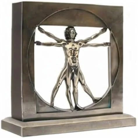 Vista 2 de Figura de bronce fundido en frío de 8.75 pulgadas (Leonardo Da Vinci)
