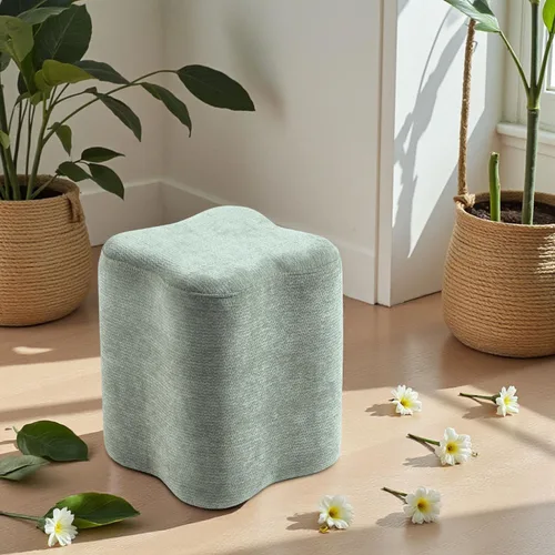 Vista 9 de Get Set Style Otomana con forma de flores de 14.4 pulgadas, moderno taburete otomano de felpilla para sala de estar, cómodo puf extra para sentarse