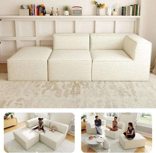 Vista 14 de Sofá Seccional Modular de 38", Juego de Asientos de Sofá Convertible en Cubo Comprimido, Combina Forma de L y Forma de U, Ensamblaje Fácil, Ahorro
