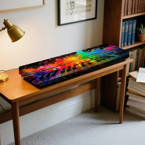 Vista 4 de Nuxovilar Cubierta elástica de 88 teclas para teclado y piano, a prueba de polvo, seda de leche elástica con neón, patrón de teclas de teclado