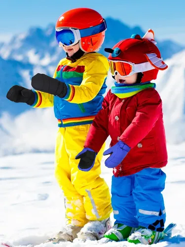 Vista 2 de SATINIOR 2 pares de guantes de nieve para niños, impermeables, guantes de esquí de invierno cálidos y gruesos para niñas y niños