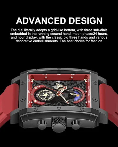 Vista 2 de LIGE Relojes para hombre automáticos de cuero cronógrafo impermeable de acero inoxidable analógico cuarzo reloj de pulsera casual de negocios