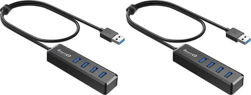 Vista 8 de SmartQ H302Pro Hub USB C, concentrador USB 3.2 SuperSpeed de 4 puertos con cable de extensión de 1 pie, compatible con carga, compatible