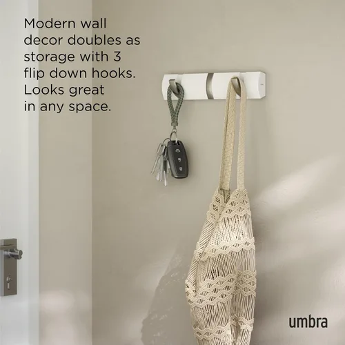 Vista 5 de Umbra Flip - Perchero de pared con 3 ganchos Blanco/Níquel