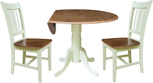 Vista 3 de IC INTERNATIONAL CONCEPTS Mesa de comedor de doble hoja de 42 pulgadas con 2 sillas Nogal/Concha
