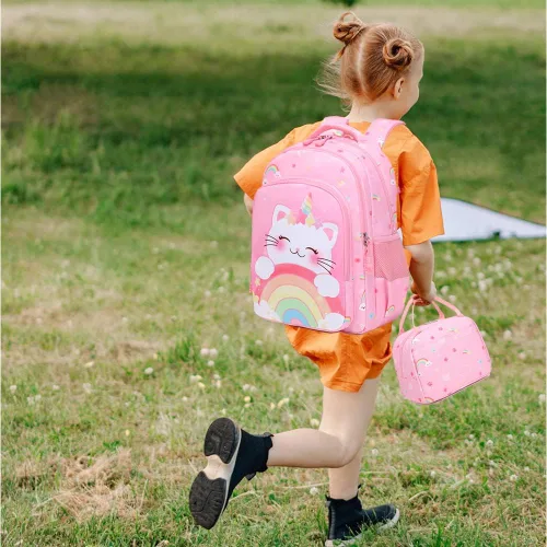 Vista 2 de Mochila de escuela primaria para niñas con lonchera, mochila de regreso a clases
