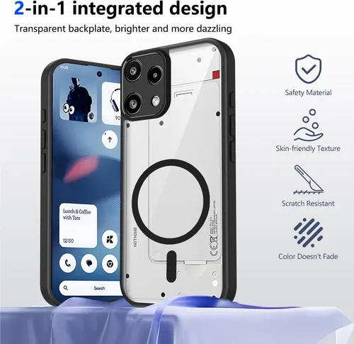 Vista 15 de Funda magnética transparente compatible con Xiaomi 17T, color negro 2 en 1 PC + TPU cubierta de teléfono a prueba de golpes, carcasa protectora