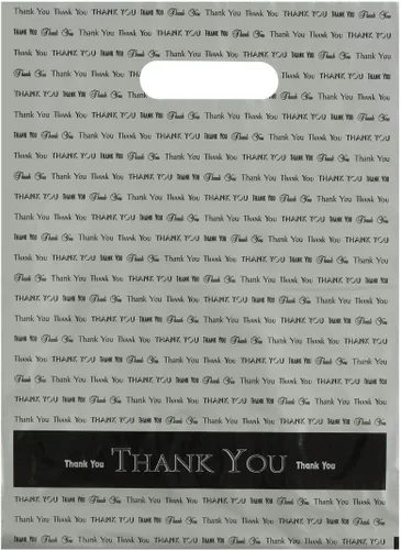 Vista 2 de Bolsas de plástico negras con mango troquelado "Thank You" de 9x12 50/cs- marca Bags Direct
