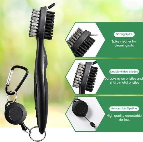 Vista 4 de POIKSHARK Golf Club Brush and Club Groove Cleaner with Retractable Zip-line and Aluminum Carabiner Cleaning Tools