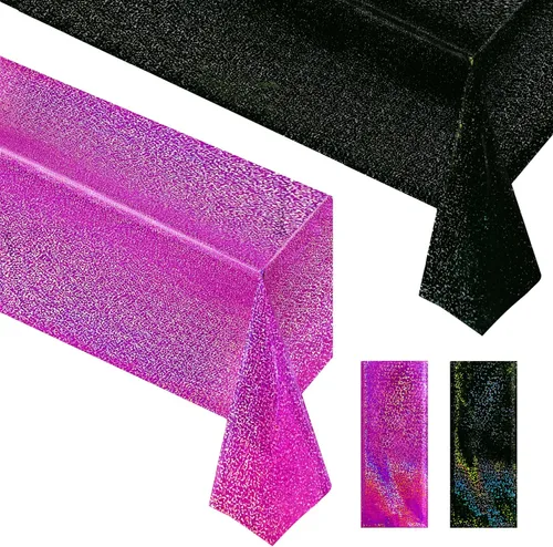 Vista 14 de Just Shimmer Mantel holográfico azul claro de 40" x 108" Decoración de fiesta rosa fuerte Día de San Valentín Fiesta de cumpleaños Decoración