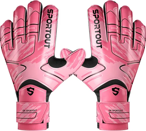Vista 11 de Sportout Guantes de portero para jóvenes y adultos, agarre fuerte para las paradas más difíciles, con protección en los dedos y látex de 4+3MM