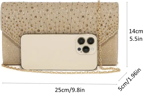 Vista 4 de DETARA Bolsos de noche para mujer, con lentejuelas con purpurina, monederos de mano para mujer, de cristal brillante, falp, formal, boda, fiesta