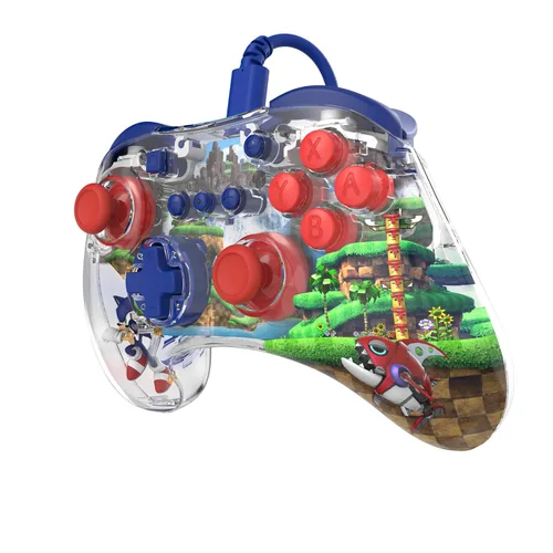 Vista 9 de PDP REALMz Nintendo Switch Pro Controller, Customizable LED Lighting, 3.5mm Headphone Jack, Officially Licensed by Nintendo and SEGA Sonic