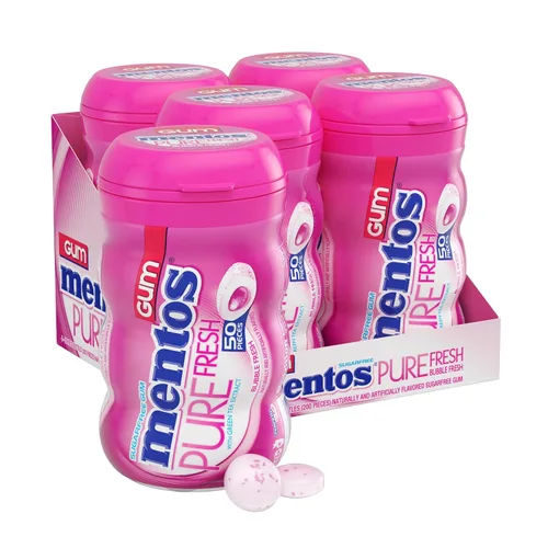 Vista 11 de MENTOS Sugar Free Gum with Xylitol, Spearmint, 50 Piece Bottle (4 Pack)